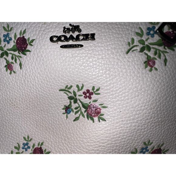 Prairie Satchel With Cross Stitch Floral Print Pebbled white leather with floral - Picture 7 of 12